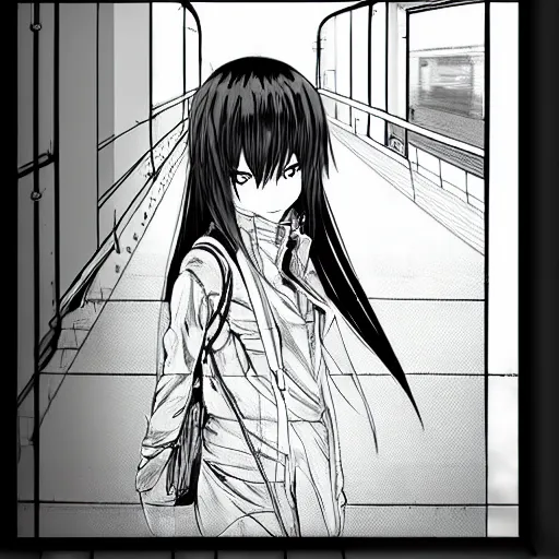 Image similar to Anime Summer girl on train station by Tsutomu Nihei