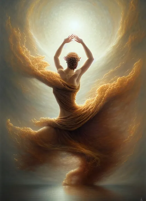 Image similar to dancing woman exploding to sponce, spores, pollum, aesthetic, fine art, intricate, elegant, highly detailed, realistic hair, centered, digital painting, art station, conceptual art, soft, sharp focus, illustration, artwork, artgerm, tomasz alen kopera, peter mohrbacher, donato giancola, wlop, boris vallejo