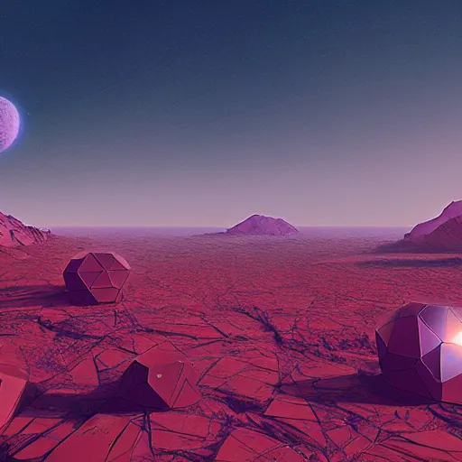 Image similar to the crystal structure on a terraformed mars, artwork by beeple