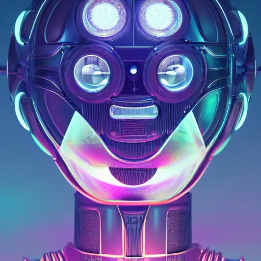 Image similar to ultradetailed ornate retro-future illustration of a robot radiating glowing aura, digital airbrush painting, 3d rim light, hyperrealistic masterpiece, artstation, cgsociety, golden ratio