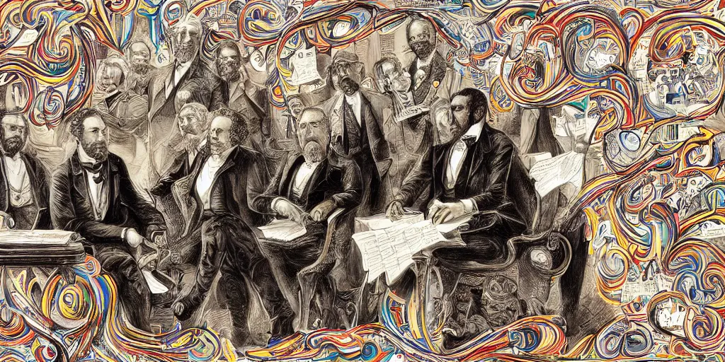 Image similar to five score years ago, a great american, in whose symbolic shadow we stand today, signed the emancipation proclamation. ultrafine highly detailed colorful illustration, intricate linework, sharp focus, octopath traveler, final fantasy, unreal engine highly rendered, global illumination, radiant light, intricate environment