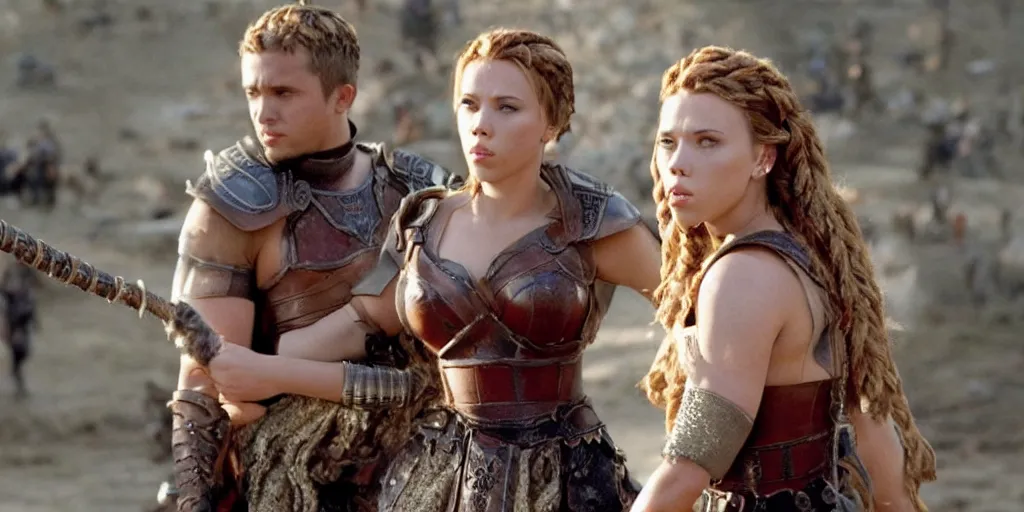 Image similar to Scarlett Johansson in a scene from the movie Gladiator