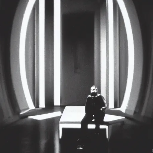 Prompt: chunky orson welles sitting on a dark throne, in an alien room by hans giger, movie by denis villeneuve, lubezki, gaspar noe and alejandro jodorowsky, anamorphic lens, anamorphic lens flares, kodakchrome, cinematic composition, practical effects, award winning photo, 8 k