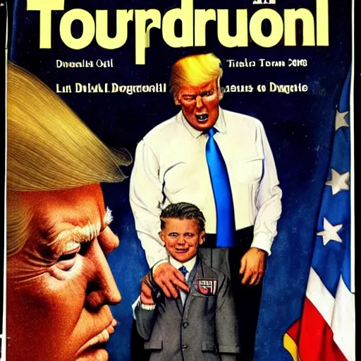 Prompt: old magazine cover with donald trump astronaut hero by norman rockwell