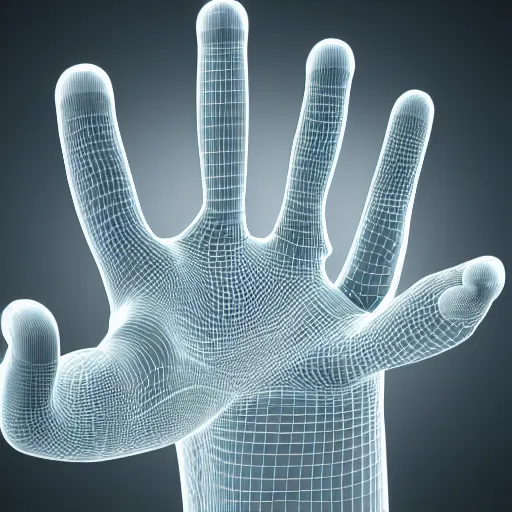 Image similar to a fractal human hand, 3d render