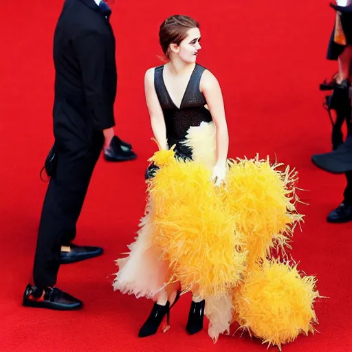 Prompt: emma watson as a cheese puff, red carpet, cosplay, realism, photography, award winning,