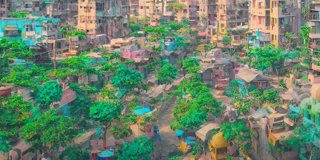 Image similar to studio ghibli style of Karachi, 4k, 8k