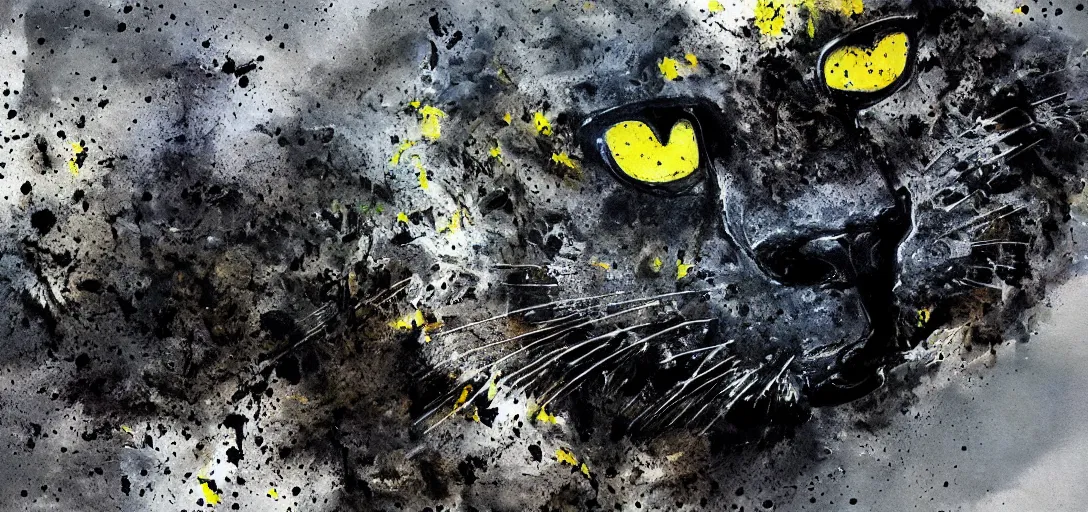 Image similar to a panther, made of tar, in a suburban backyard, sticky, full of tar, covered with tar, dripping tar, dripping tar, splattered tar, sticky tar. concept art, reflections, black goo, animal drawing