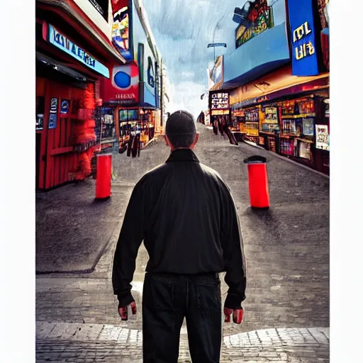 Image similar to man in giant gigarette costume standing in the front of tobacco store. ad campaign, commercial shoot, photoshoot, hyper realistic, digital painting. art station. mood lighting. skindness, highly detailed, concept art, intricate, sharp focus - h 1 2 0 0