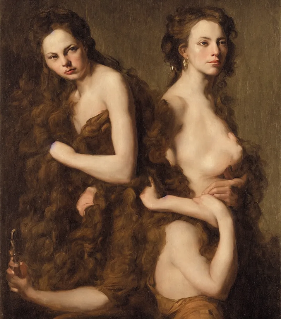Prompt: portrait of mariah the scientist in the style of roberto ferri