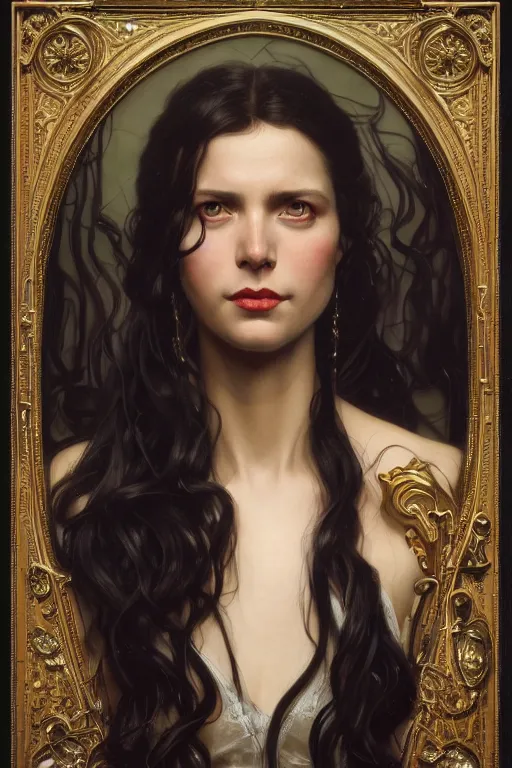 Prompt: sargent and leyendecker and greg hildebrandt highly detailed portrait of a woman with long hair, wearing a black sequin dress, stephen bliss, unreal engine, by greg rutkowski, loish, ferdinand knab, ilya kuvshinov, rossdraws, tom bagshaw, alphonse mucha, global illumination, radiant light, detailed and intricate environment