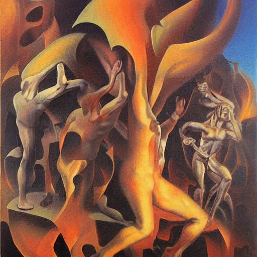 Image similar to hell fire oil painting by Szukalski