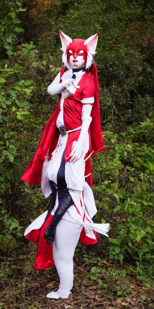 Image similar to kitsune cosplay, fullbody shoot