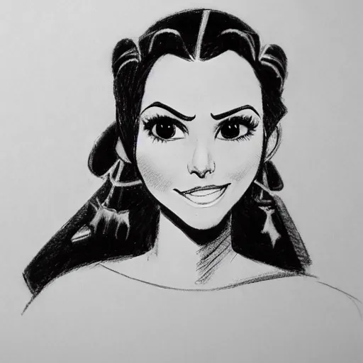 Image similar to milt kahl sketch of victoria justice as princess padme in star wars episode 3