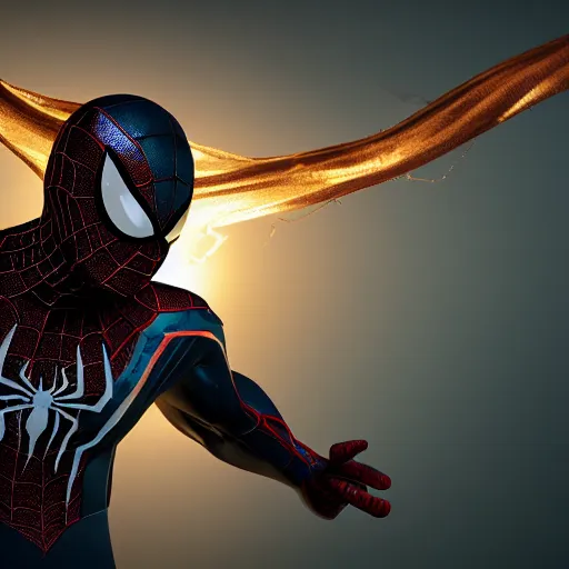 Image similar to a single venom and spider - man hybrid, dslr, cinematic, volumetric lighting, 8 k resolution, photorealistic