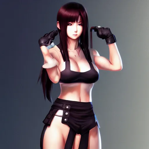 Image similar to alternate outfit of tifa lockhart by WLOP, rossdraws, Logan Cure, Mingchen Shen, BangkuART, sakimichan, yan gisuka, JeonSeok Lee, zeronis, Chengwei Pan on artstation