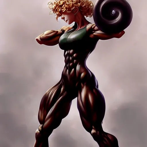 Prompt: muscular tatsumaki by daniel gerhartz, trending on artstation