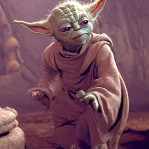 Image similar to film still of emma stone as yoda