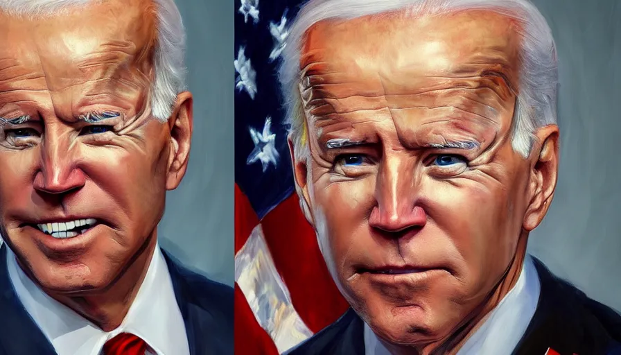 Image similar to oil painting of joe biden, hyperdetailed, artstation, cgsociety, 8 k