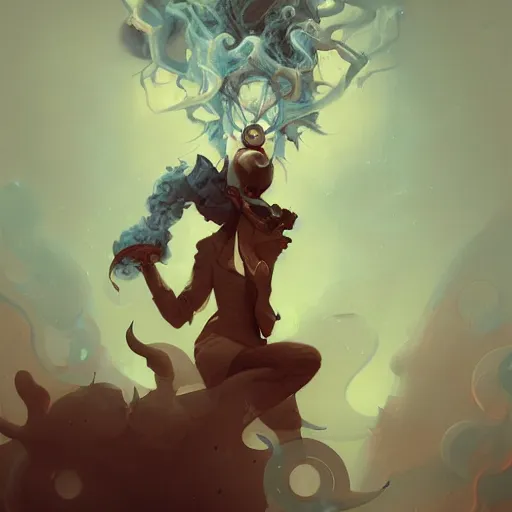 Prompt: The smoke king by Peter Mohrbacher:5 Trending on Artstation:5