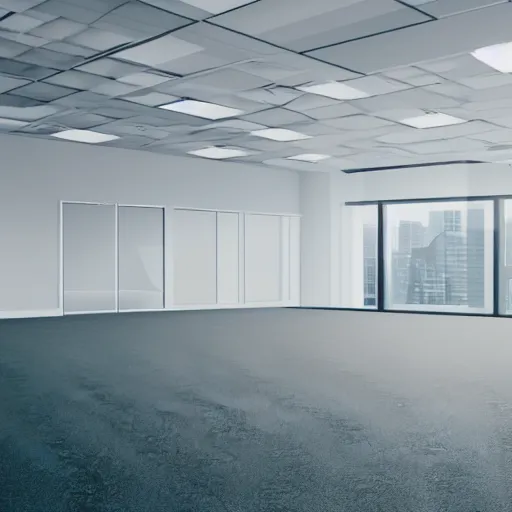 Prompt: a virtual background of a empty office, taken at eye level