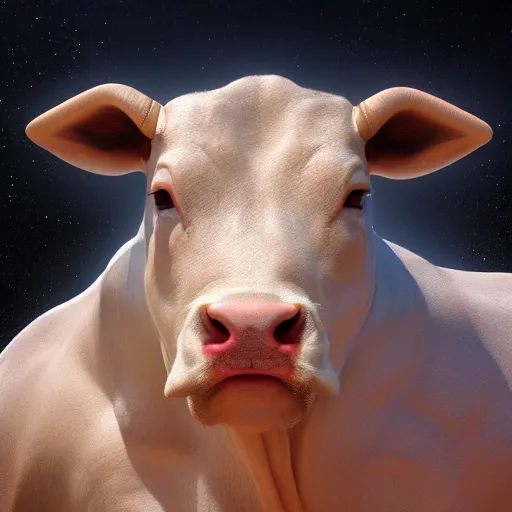 Prompt: Photorealistic bull as astrological Taurus zodiac humanoid creature. Hyperdetailed photorealism, 108 megapixels, artstation concept art, beautiful colors, in 8k resolution, sharp focus, awe inspiring