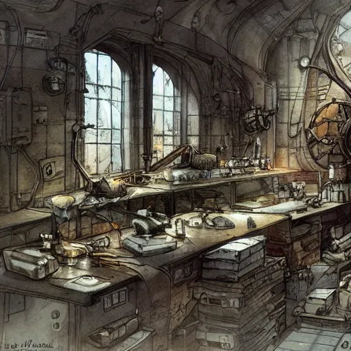 Image similar to hogwart lab, by jean - baptiste monge