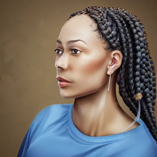 Prompt: a woman with water instead of hair, braids like waterfalls, hyperrealistic studio portrait