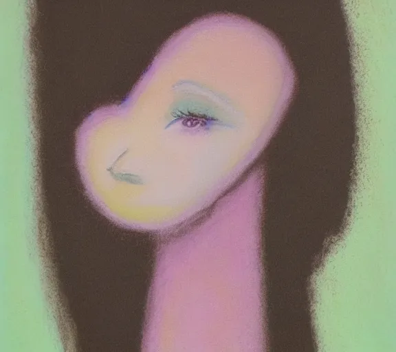 Prompt: pastel painting of a girl without a face. Hopeful, romantic, foreshadowing