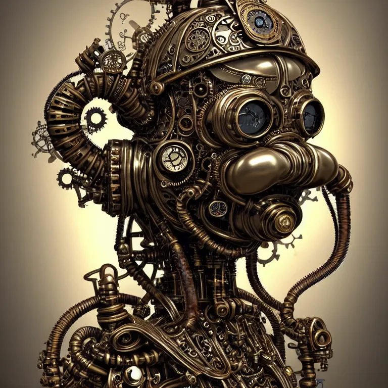 Prompt: steampunk cybernetic biomechanical ganesh, front facing, symmetric, 3 d model, very coherent symmetrical artwork, unreal engine realistic render, 8 k, micro detail, intricate, elegant, highly detailed, centered, digital painting, artstation, smooth, sharp focus, illustration, artgerm, tomasz alen kopera, wlop