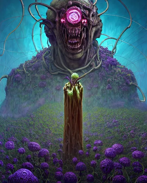 Image similar to the platonic ideal of flowers, rotting, insects and praying of cletus kasady carnage thanos davinci dementor wild hunt chtulu mandelbulb spirited away doctor manhattan bioshock, caustic, ego death, decay, dmt, psilocybin, concept art by randy vargas and greg rutkowski and zdzisław beksinski