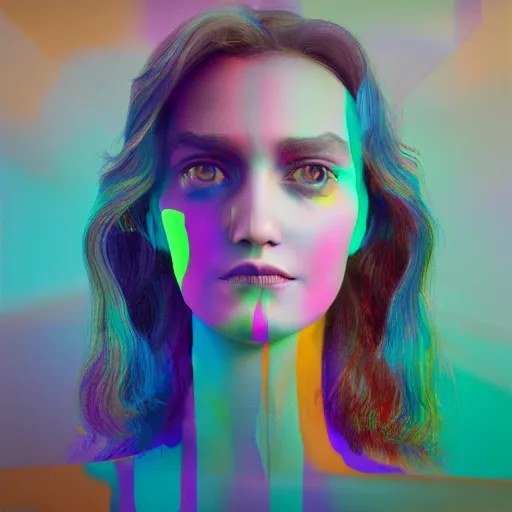 Prompt: improbability, octane render, portrait made of paint, splashes of colors