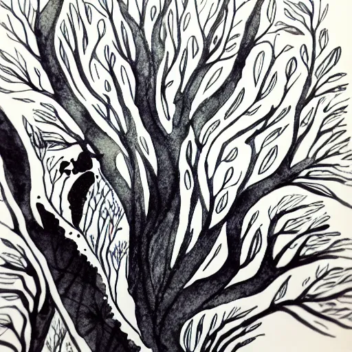 Prompt: zen forest ink