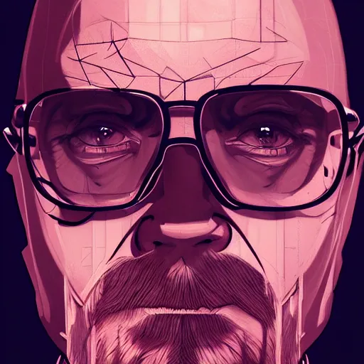 Prompt: high quality illustration, walter white realistic portrait, cyberpunk colors, vaporwave, retro, neotrad, lois van baarle, moebius, league of legend, digital painting, james jean