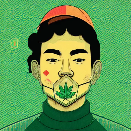 Image similar to Marijuana profile picture by Sachin Teng, symetrical, Vector , Leaf Green, Green smoke, Impressive, Award Winning, Warm, Good Vibes, Positive, geometric shapes, energetic, intricate background, graffiti, street art:2 by Sachin Teng:4