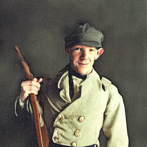 Prompt: thirty years old lee evans as a ( ( sad ) ), ( ( whimsical ) ) 1 9 th century eastern european postman. detailed soft focus interesting lights, portrait by nancy ekholm burkert