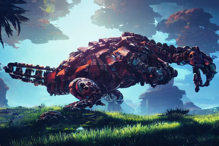 Image similar to shellsnapper machine mecanical creature robot of horizon forbidden west horizon zero dawn bioluminiscence global illumination ray tracing hdr fanart arstation by ian pesty and alena aenami artworks in 4 k