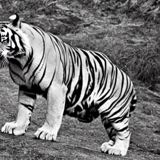 Image similar to a tiger with the body of a man,