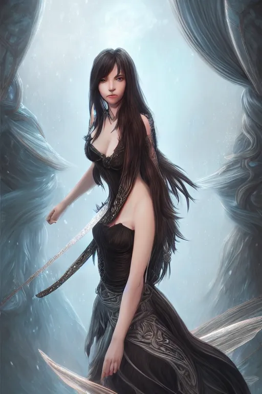 Image similar to Rinoa heartilly, fantasy, intricate, elegant, highly detailed, digital painting, artstation, concept art, matte, sharp focus, illustration