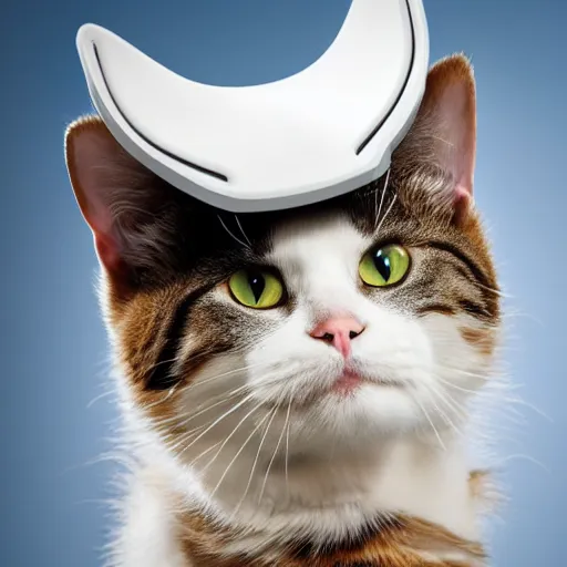 Image similar to cat wearing a futuristic helmet