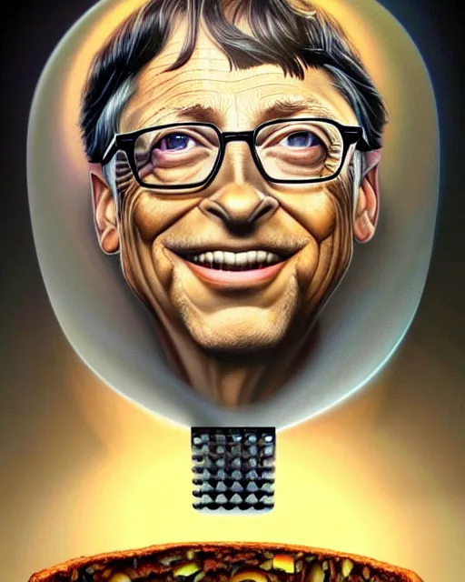 Image similar to detailed portrait of bill gates cheese grater!! by tomasz alen kopera and peter mohrbacher and johanna martine! and margaret keane! coherent luminescent