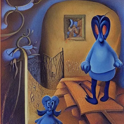 Image similar to the Smurfs by Remedios Varo