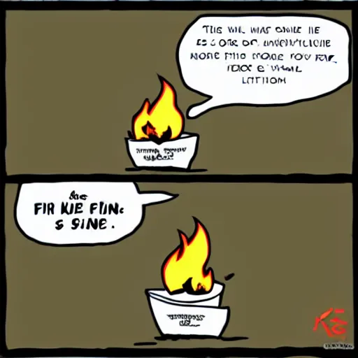 Image similar to this is fine, fire, cartoon, webcomic, cartoon by kc green