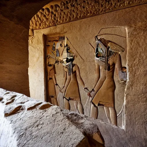 Image similar to imagine being the first explorer to enter an ancient egyptian tomb. describe what happens, how you feel and what treasures you find.