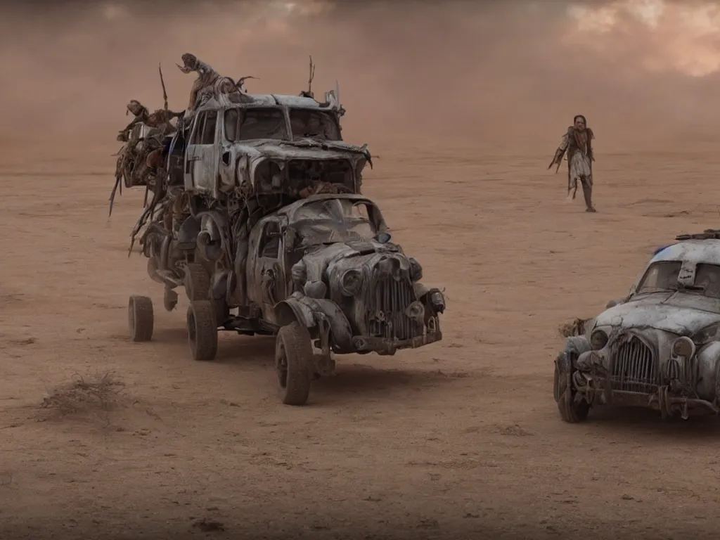 Image similar to popemobile in mad max: fury road (2016) photorealistic 8k promotional photo shot