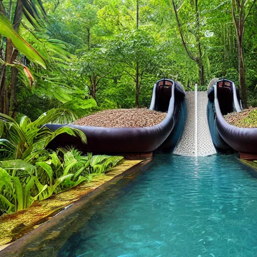 Image similar to subtropical pool water slide in forest