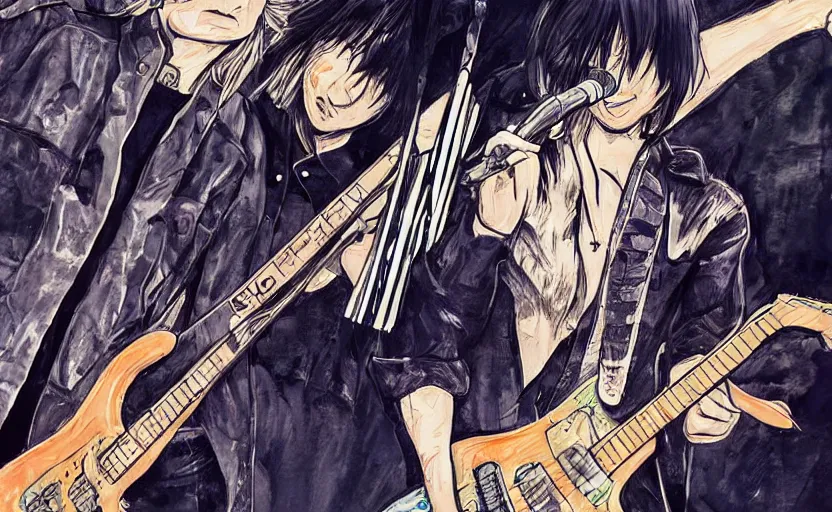 Prompt: yes band covers in a hyper surealism style, ultra detailed, in subtle colors, manga style.