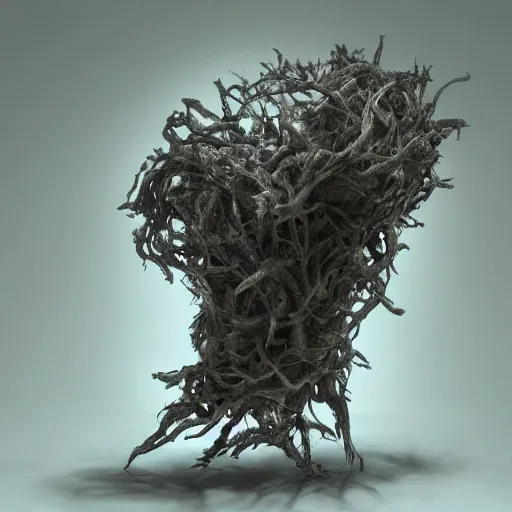 Image similar to rhizomuse, artists impression, cgsociety, abstract sculpture, dramatic intense lighting, deep shadows