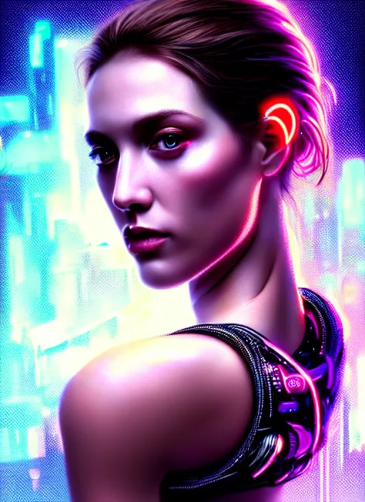 Image similar to a highly detailed long shot photo of very intricate female face portrait, futurism, rococo cyber neon lighting, detailed futuristic fibonacci jewelry, profile posing, hyper photorealistic, crispy quality, digital photography, trending in pinterest, cinematic, 4 k ultra hd, art by pascal blanche, art by greg rutkowski, art by artgerm,