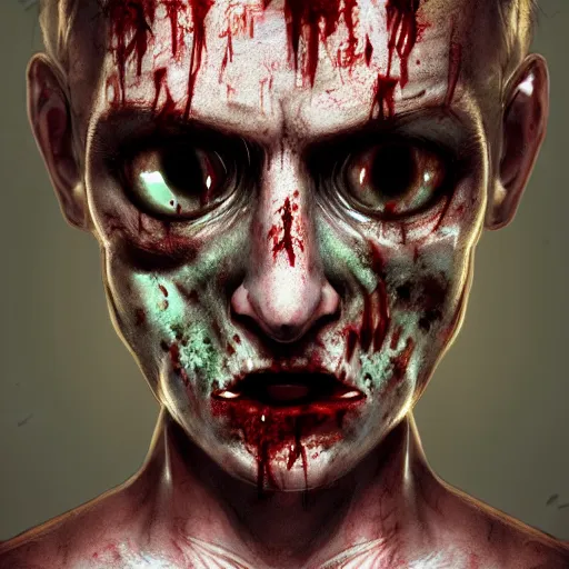 Image similar to zombie with missing eyes portrait, horror core, apocalyptic, feeling of grimdark, sharp focus, fiction, hyper detailed, digital art, trending in artstation, cinematic lighting, studio quality, smooth render, unreal engine 5 rendered, octane rendered, art style and nixeu and wlop and krenz cushart